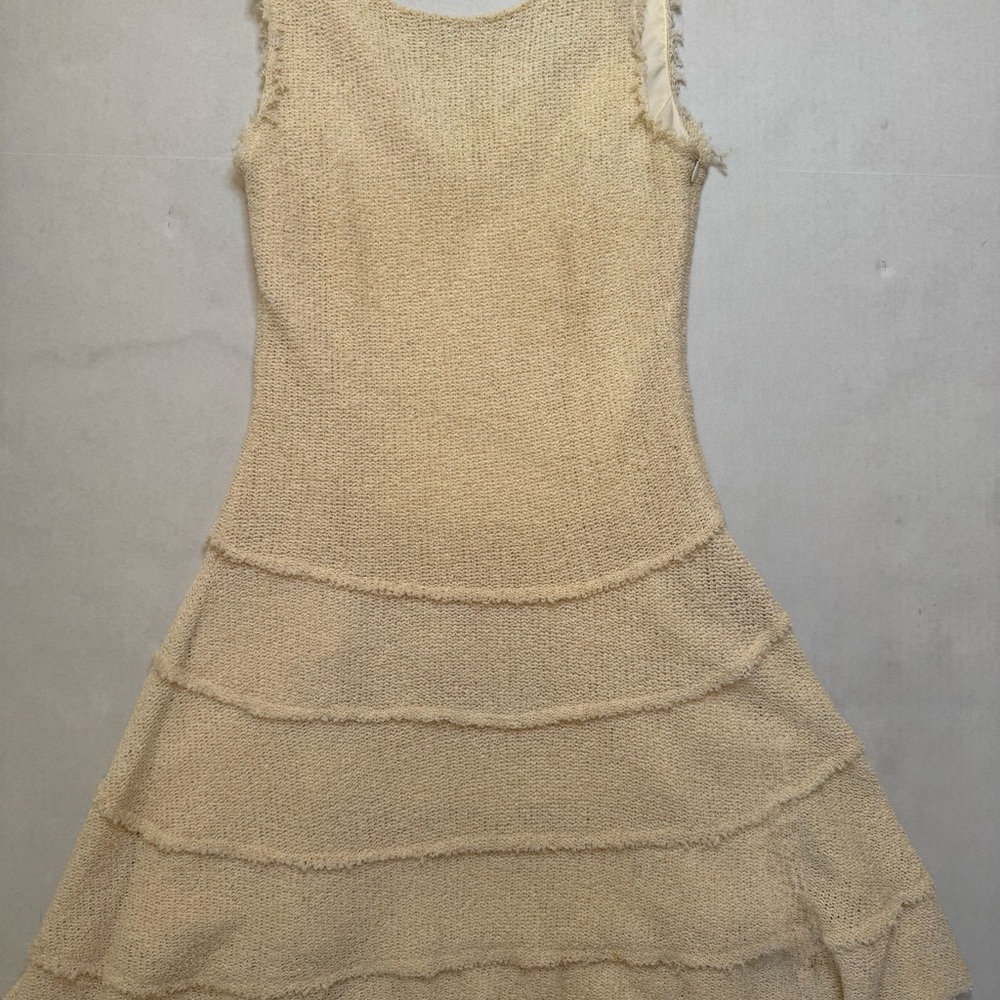 Zara Woman’s Small Knit Cream Textured Mini Dress - Picture 3 of 10
